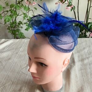 Elegant Royal Blue Feathered Fascinator